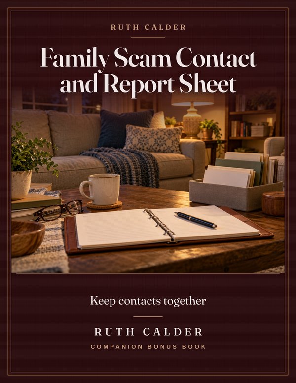 Family Scam Contact and Report Sheet bonus book cover
